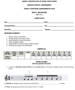 2026 Grade 10 Music and Dance End of Term 2  Exam with Marking Scheme