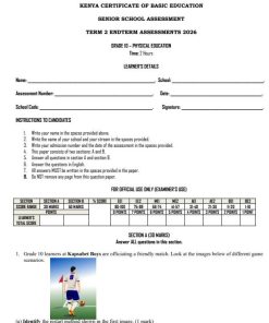 2026 Grade 10 Physical Education End of Term 2  Exam with Marking Scheme