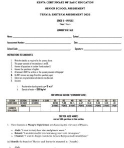 2026 Grade 10 Physics End of Term 2  Exam with Marking Scheme