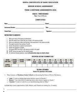 2026 Grade 10 Power Mechanics End of Term 2 Exam with Marking Scheme