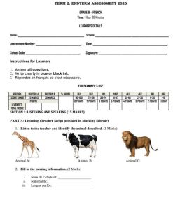 2026 Grade 9 French End of Term 2  Exam with Marking Scheme
