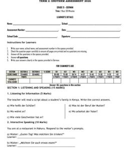 2026 Grade 9 German End of Term 2  Exam with Marking Scheme