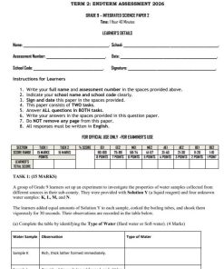 Grade 9 Integrated Science Paper 2 End of Term 2 2026 Exam with Marking Scheme