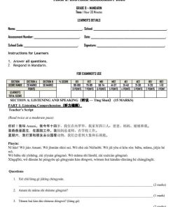 2026 Grade 9 Mandarin End of Term 2  Exam with Marking Scheme