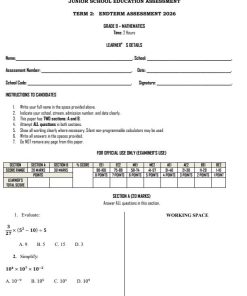 2026 Grade 9 Mathematics End of Term 2 Exam with Marking Scheme