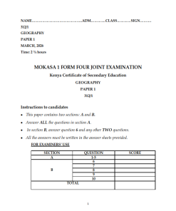 2026 MOKASA PRE-MOCK JOINT EXAM GEOGRAPHY PP1- PP2 QUESTIONS AND ANSWERS