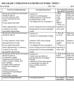 2026 GRADE 2 INDIGENOUS SCHEMES OF WORK- TERM 3