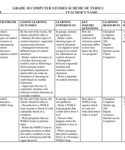 2026 Grade 10 Champion Computer Studies Schemes of Work  - Term 3
