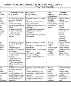 2026 Grade 10 Theatre and Film Schemes of Work Term 3