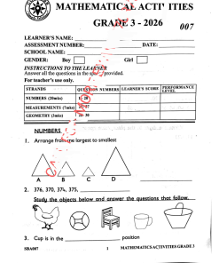 2026 GRADE 3 COMPASS 007 COMBINED EXAMINATION WITH ANSWERS