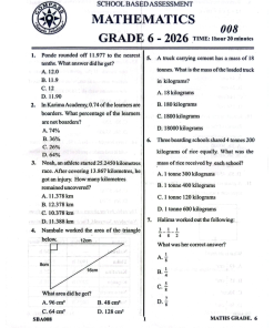 2026 GRADE 6  COMPASS 008  EXAM PAPERS WITH MARKING SCHEMES