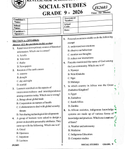 2026 GRADE 9 COMPASS JS2603  EXAM PAPERS WITH MARKING SCHEMES