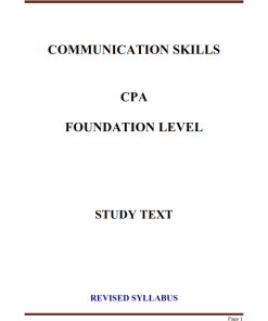 CPA FOUNDATION LEVEL- COMMUNICATION SKILLS NOTES