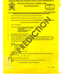 2026 GRADE 6  INTERNATIONAL STAR KPSEA 2ND PREDICTION  EXAM PAPERS WITH MARKING SCHEMES