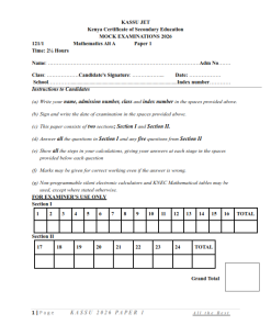 KASSU JET MOCK 2026; MATHEMATICS PP1,PP2 EXAMINATIONS WITH MARKING SCHEMES