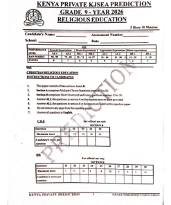 2026 KENYA PRIVATE KJSEA PREDICTION  EXAMS WITH ANSWERS