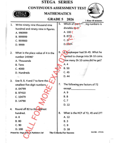 2026 GRADE 5 STEGA PRINT 007 EXAMS WITH MARKING SCHEMES
