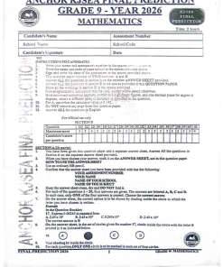 2026 GRADE 9 ANCHOR KJSEA FINAL PREDICTION  EXAM PAPERS WITH MARKING SCHEMES