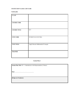 UNIT CODE:0541 541 01A – DISCRETE MATHEMATICAL CONCEPTS- SESSION  PLAN