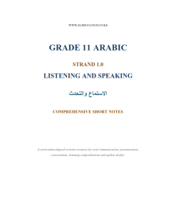 Grade 11 Arabic Strand 1.0 Listening and Speaking Notes
