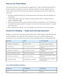 Grade 11 Arabic Strand 2.0 Reading Notes