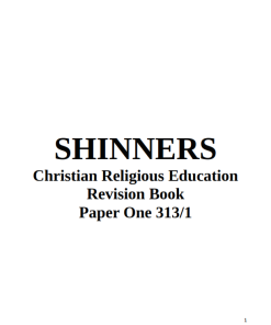 KCSE SHINERS CRE PAPER 1  REVISION BOOKLET