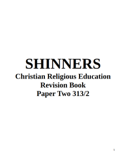 KCSE SHINERS CRE PAPER 2 REVISION BOOKLET